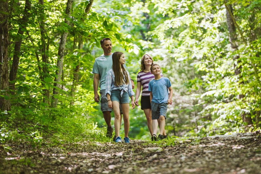 Family Hiking at Dogwood Canyon