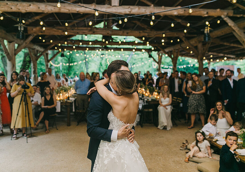 Wedding reception at Dogwood Canyon's Chuckwagon Pavilion.