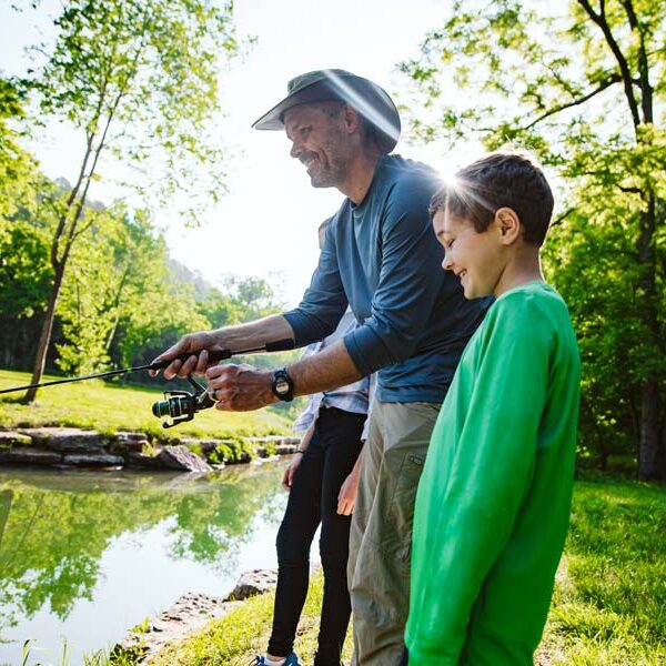 Family fishing at Dogwood Canyon