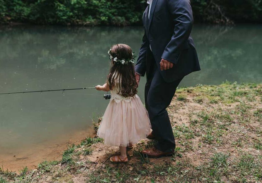 Flower girl fishing